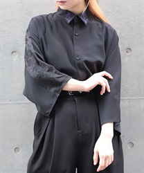 菖蒲刺繍半袖シャツ(京紫-M)