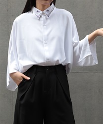 菖蒲刺繍半袖シャツ(月白-M)