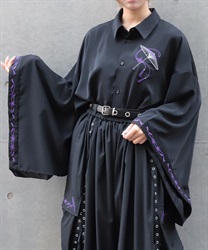 和傘刺繍和袖シャツ(京紫-M)