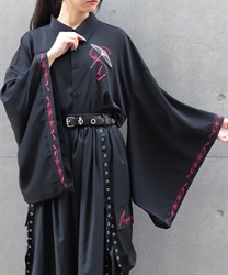 和傘刺繍和袖シャツ(真紅-M)