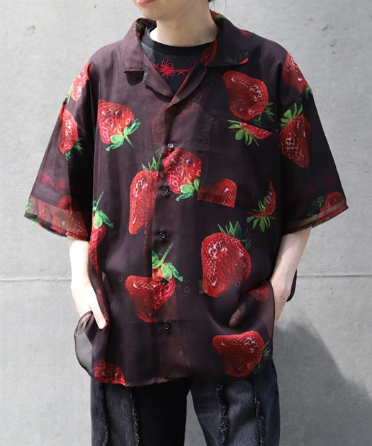 イチゴプリントシアーシャツ