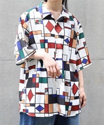 レトロステンドグラス柄シャツ