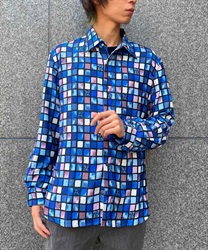 ローズステンドグラス柄シャツ【期間限定価格】(ブルー-M)