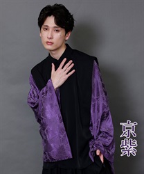 狩衣風切替和袖シャツ(京紫-Ｍ)
