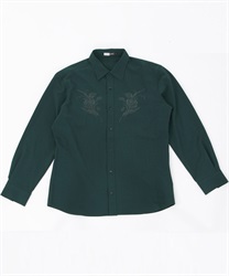 ローズ刺繍シャツ(グリーン-M)