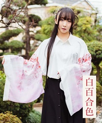 枝垂桜和袖シャツ(白百合色-M)