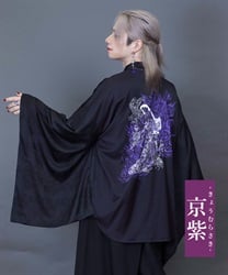 地獄太夫プリント和袖シャツ(京紫-M)