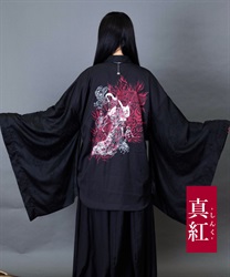 地獄太夫プリント和袖シャツ(真紅-M)