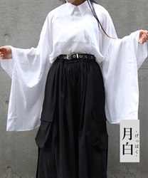 花柄ジャガード和袖シャツ(月白-M)