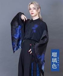 彼岸花和袖シャツ(瑠璃色-M)
