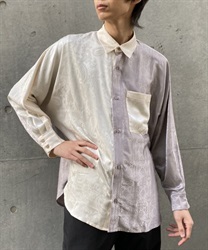 配色ドルマン長袖シャツ(生成り-M)