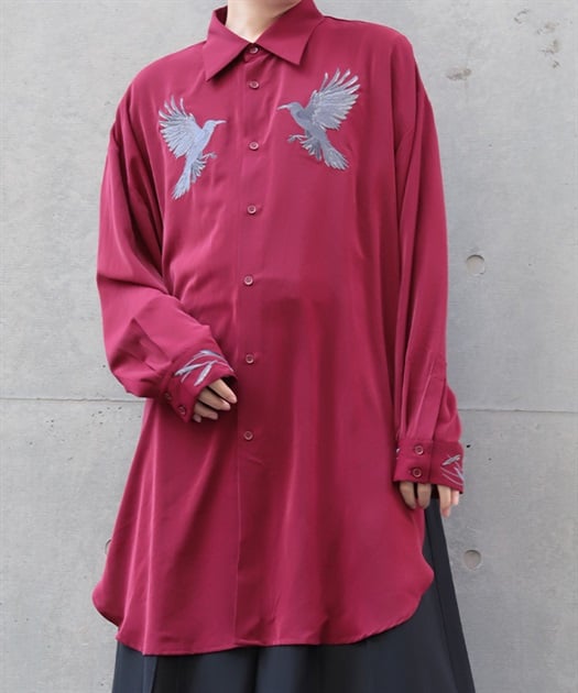 鴉刺繍ロングシャツ【WEB先行販売】