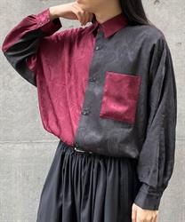 配色ドルマン長袖シャツ【WEB限定価格】(ワイン-M)