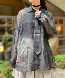 タイ付盆栽シアーシャツ【WEB限定価格】(黒-M)