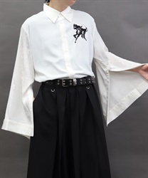 馬刺繍２ＷＡＹ袖シャツ(月白-M)