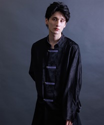 チャイナドルマン長袖シャツ【WEB限定価格】(黒-M)
