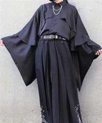 和袖フリルシャツ(漆黒-M)