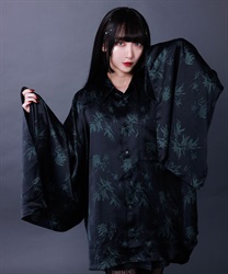 竹林ラメプリント和袖シャツ【WEB限定価格】(グリーン-M)