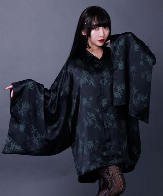竹林ラメプリント和袖シャツ【WEB限定価格】