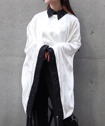 蝶ジャガードスタッズ和袖シャツ(月白-M)