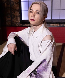 藤×和傘ジップ付和袖シャツ(月白-M)