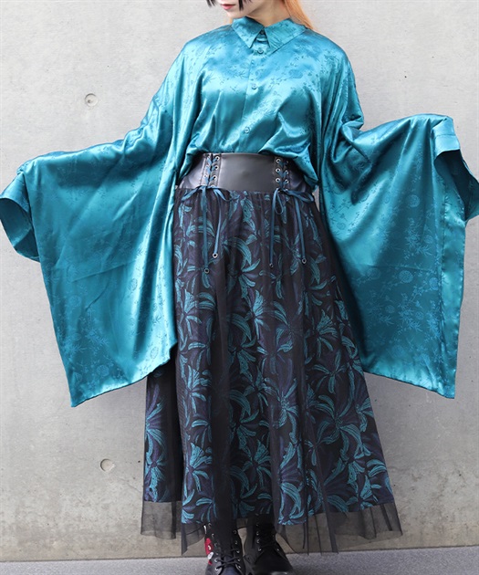 梅×竹ジャガード和袖シャツ