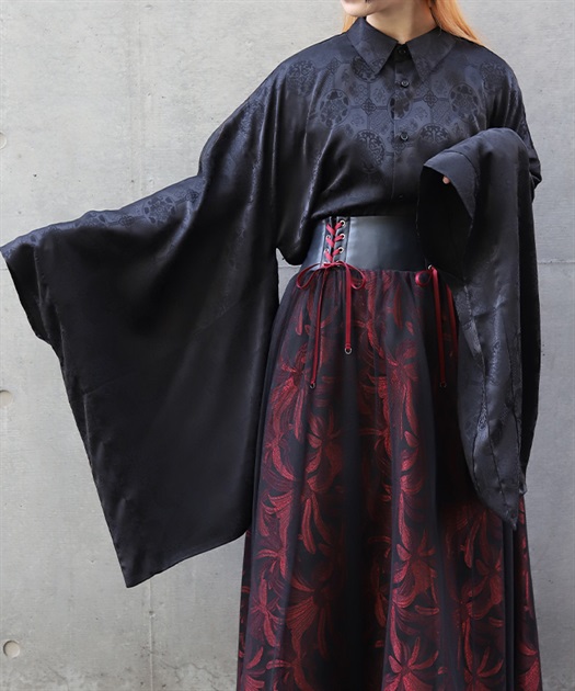 和柄ジャガード和袖シャツ