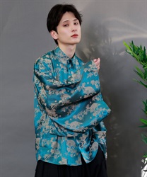 扇子ジャガード和袖シャツ【WEB限定価格】(ブルーグリーン-M)