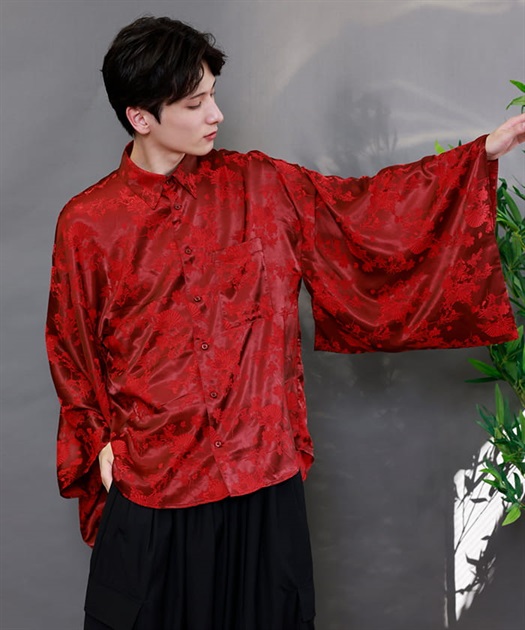 扇子ジャガード和袖シャツ【WEB限定価格】