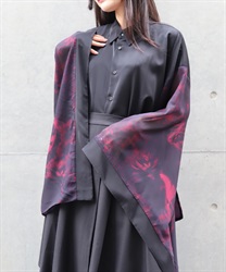 鯉×蓮シアー和袖シャツ(真紅-M)