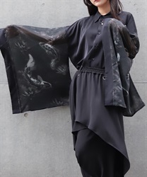 鯉×蓮シアー和袖シャツ(月白-M)