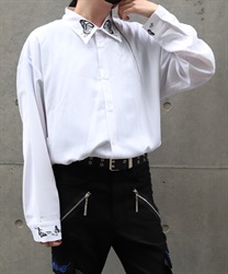 蝶刺繍シャツ(月白-M)