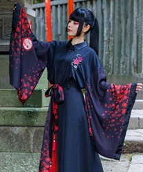 紅葉×月和袖シャツ(真紅-M)