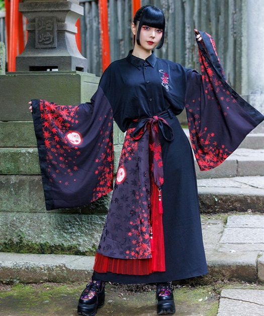 紅葉×月和袖シャツ