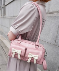 ハートポーチ付ボストンバッグ【POE】(ピンク-F)