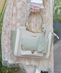 エンボスフラップ配色バッグ(グリーン-F)