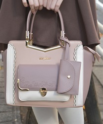 エンボスフラップ配色バッグ(ピンク-F)