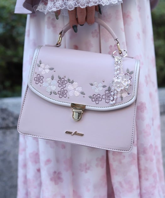 桜刺繍配色デザインボストン