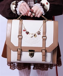 ベルトデザイン配色サッチェル(生成り-F)