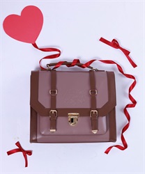 ベルトデザイン配色サッチェル(モカ-F)