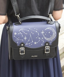 月星箔押しフラップサッチェル【WEB先行販売】(黒-F)