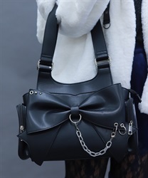 クリアポケットリボンバッグ【WEB先行販売】(黒-F)