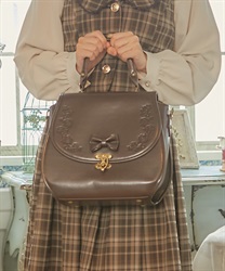 クラシカル型押しバッグ(茶-F)