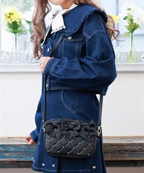 リボンキルティングバッグ【2点10%OFF対象商品】(黒-F)
