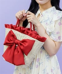 リボンカゴバッグ【2点10%OFF対象商品】(ワイン-F)
