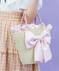 リボンカゴバッグ【2点10%OFF対象商品】(ピンク-F)