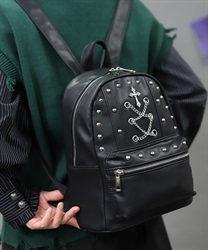 チェーンレースアップリュック(黒-F)