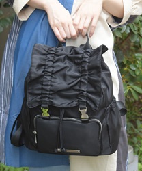 ギャザーフラップリュック(黒-F)