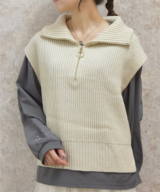 ハーフジップニットベスト | outlet | axes femme online shop ハーフジップニットベスト | outlet | axes femme online shop