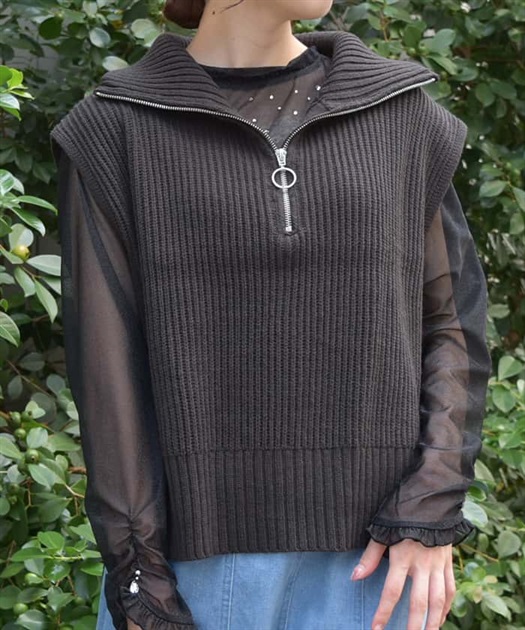 ハーフジップニットベスト | outlet | axes femme online shop ハーフジップニットベスト | outlet | axes femme online shop